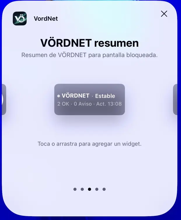 Widget de resumen de VÖRDNET para pantalla bloqueada